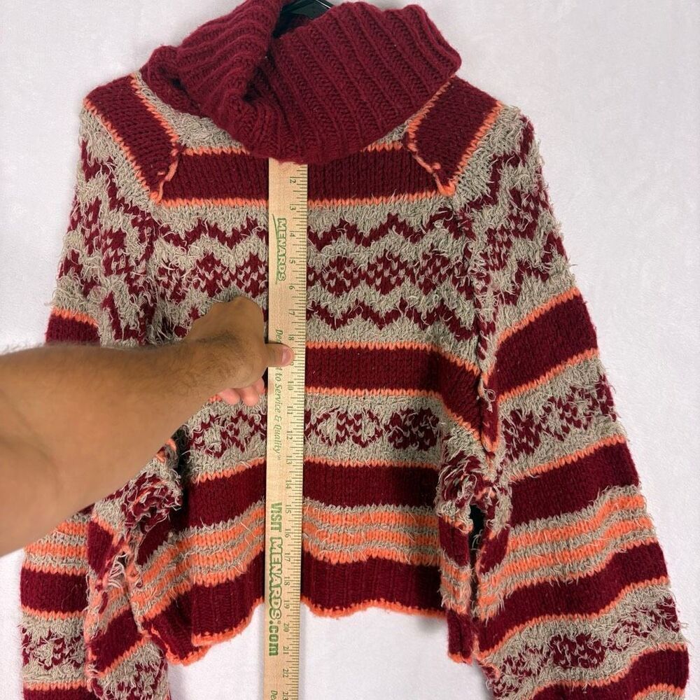 Free People Check Me Out in Holly Berry Combo Turtleneck Pullover Sweater Size S - Picture 11 of 14